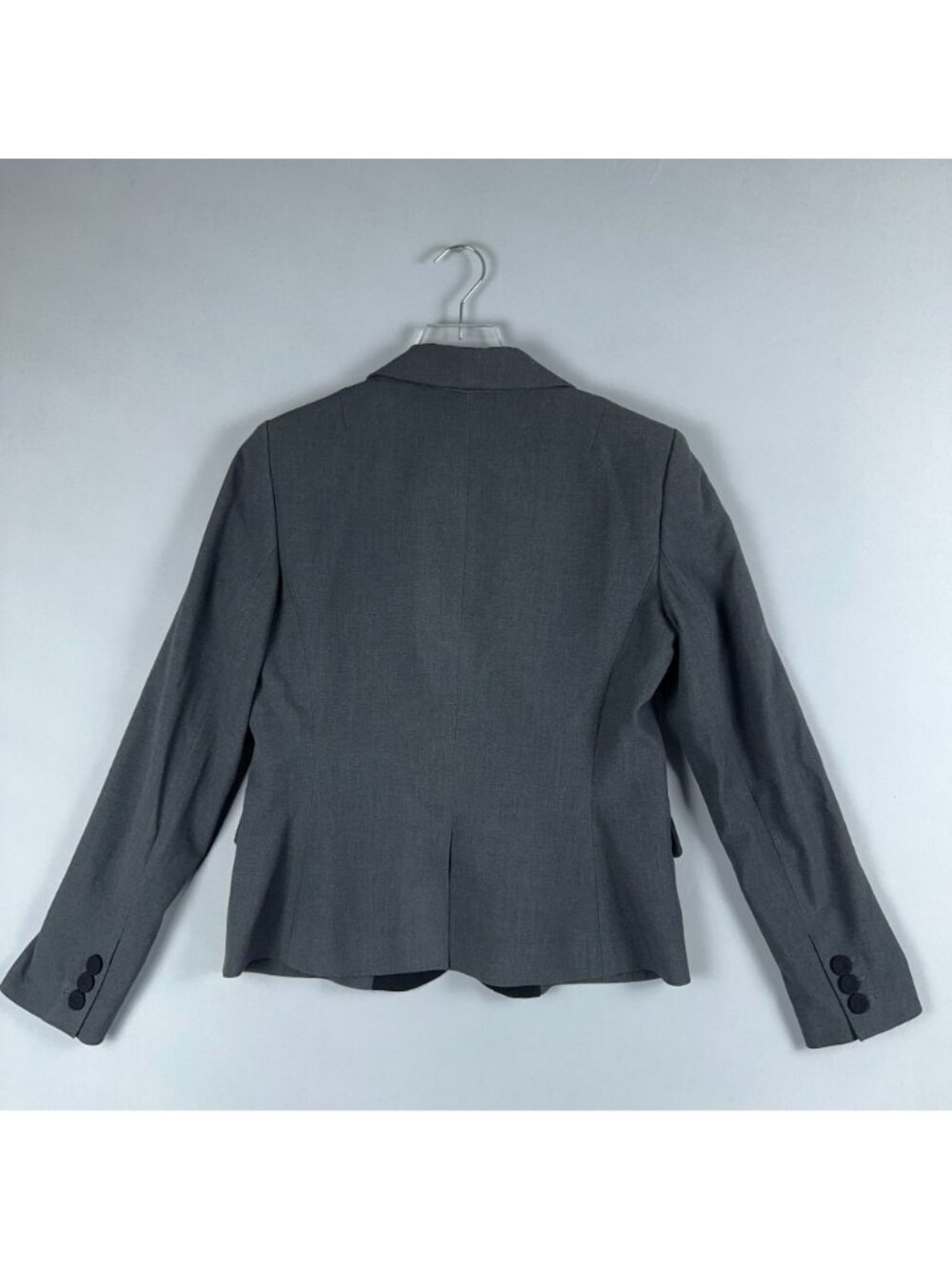 Nine West Suit Jacket Size 6 Gray Black Single Button Contrast Lapels - Picture 3 of 12